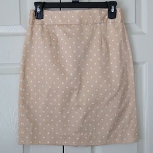 J. Crew Cream & White Polka Dot Pencil Skirt